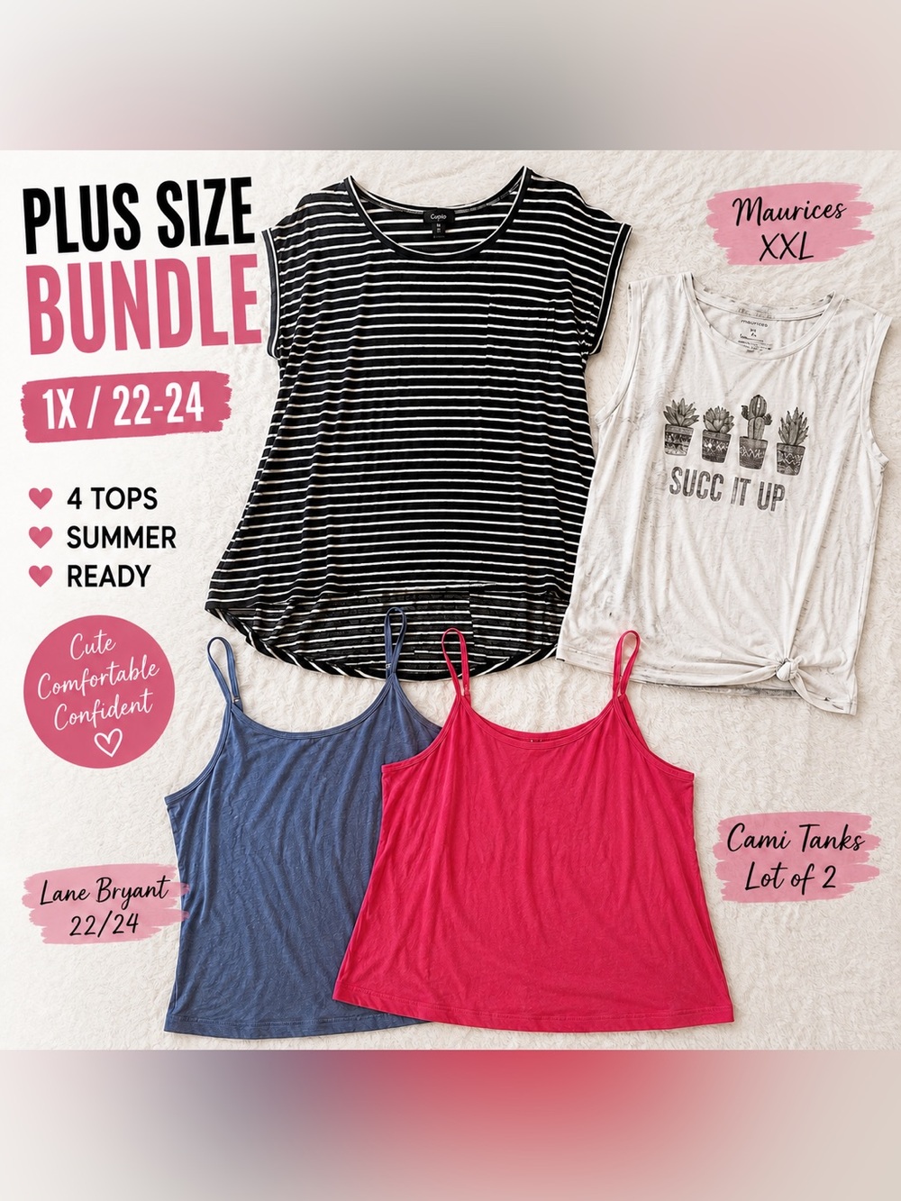Plus Size Summer Tops Bundle 1X 22/24 Lane Bryant Maurices Cupio